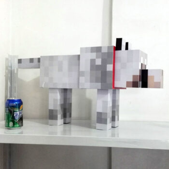 Minecraft 1:1 Wolf Handmade Paper Model 3D Paper Dog